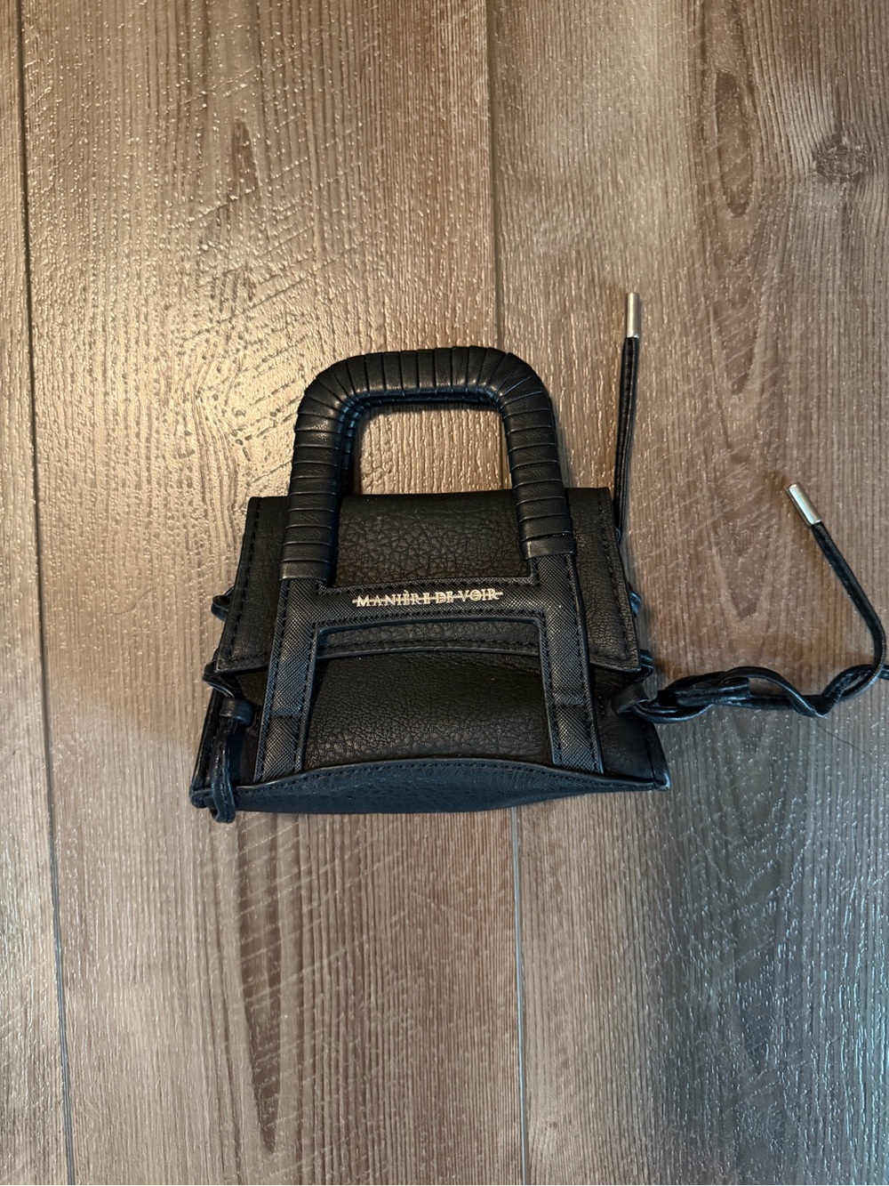 Maniere De Voir Black Mini Satchel with Wrapped Handle